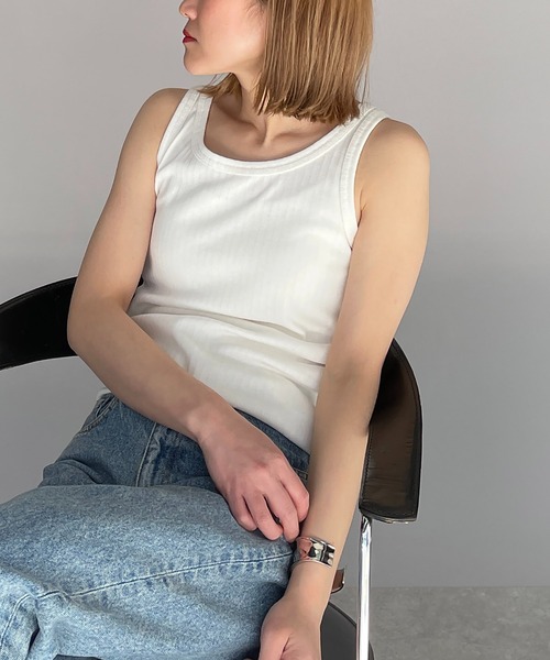 PICCIN(ピッチン)の「タンクトップ(タンクトップ・レディース・チャコールグレー/ブラック系その他2/モカ/オフホワイト・M)」の1枚目の写真