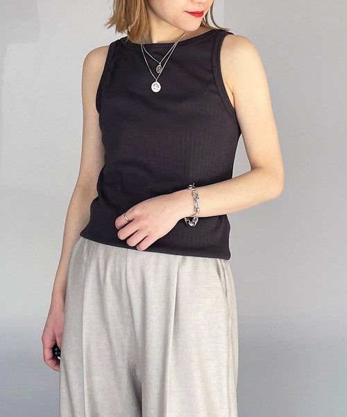 PICCIN(ピッチン)の「タンクトップ(タンクトップ・レディース・チャコールグレー/ブラック系その他2/モカ/オフホワイト・M)」の3枚目の写真