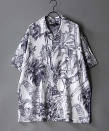 Oversize Drop shoulder Patterned shirt/オーバーサイズ ドロップショルダー 総柄 半袖シャツ