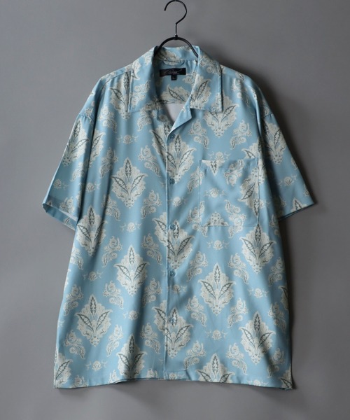 SITRY(シトリー)の「Oversize Drop shoulder Patterned shirt/オーバーサイズ ドロップショルダー 総柄 半袖シャツ(シャツ/ブラウス・メンズ・ホワイト/ライトグレー/ブラック/ブラウン/オフホワイト/サックスブルー/ピンク/イエロー/オレンジ/グリーン/マスタード/ラベンダー/ホワイト系その他/ブラック系その他/ブラック系その他2・M/L)」の11枚目の写真