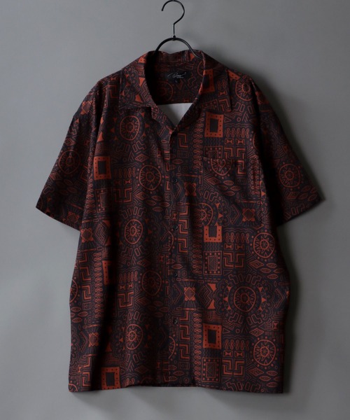 SITRY(シトリー)の「Oversize Drop shoulder Patterned shirt/オーバーサイズ ドロップショルダー 総柄 半袖シャツ(シャツ/ブラウス・メンズ・ホワイト/ライトグレー/ブラック/ブラウン/オフホワイト/サックスブルー/ピンク/イエロー/オレンジ/グリーン/マスタード/ラベンダー/ホワイト系その他/ブラック系その他/ブラック系その他2・M/L)」の15枚目の写真
