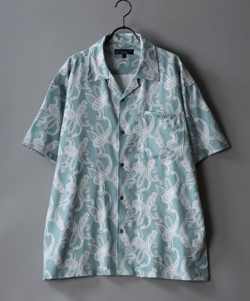 SITRY(シトリー)の「Oversize Drop shoulder Patterned shirt/オーバーサイズ ドロップショルダー 総柄 半袖シャツ(シャツ/ブラウス・メンズ・ホワイト/ライトグレー/ブラック/ブラウン/オフホワイト/サックスブルー/ピンク/イエロー/オレンジ/グリーン/マスタード/ラベンダー/ホワイト系その他/ブラック系その他/ブラック系その他2・M/L)」の10枚目の写真