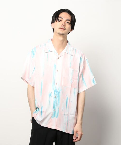 SITRY(シトリー)の「Oversize Drop shoulder Patterned shirt/オーバーサイズ ドロップショルダー 総柄 半袖シャツ(シャツ/ブラウス・メンズ・ホワイト/ライトグレー/ブラック/ブラウン/オフホワイト/サックスブルー/ピンク/イエロー/オレンジ/グリーン/マスタード/ラベンダー/ホワイト系その他/ブラック系その他/ブラック系その他2・M/L)」の22枚目の写真