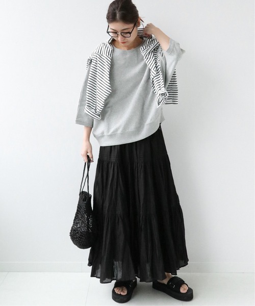 JOURNAL STANDARD relume(ジャーナルスタンダード レリューム)の「《WEB限定追加2》コットンボイルクリンクルティアードスカート(スカート・レディース・ブラック/グリーン系その他・36/38)」の3枚目の写真