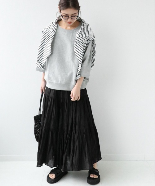 JOURNAL STANDARD relume(ジャーナルスタンダード レリューム)の「《WEB限定追加2》コットンボイルクリンクルティアードスカート(スカート・レディース・ブラック/グリーン系その他・36/38)」の4枚目の写真