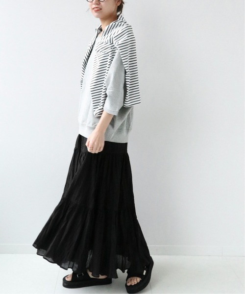 JOURNAL STANDARD relume(ジャーナルスタンダード レリューム)の「《WEB限定追加2》コットンボイルクリンクルティアードスカート(スカート・レディース・ブラック/グリーン系その他・36/38)」の5枚目の写真