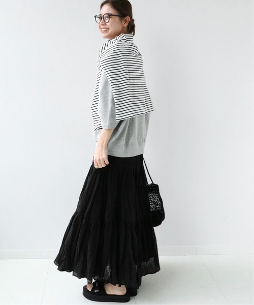 JOURNAL STANDARD relume(ジャーナルスタンダード レリューム)の「《WEB限定追加2》コットンボイルクリンクルティアードスカート(スカート・レディース・ブラック/グリーン系その他・36/38)」の6枚目の写真