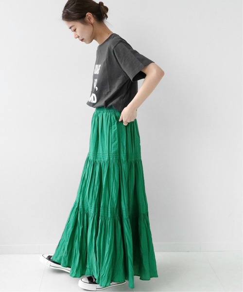 JOURNAL STANDARD relume(ジャーナルスタンダード レリューム)の「《WEB限定追加2》コットンボイルクリンクルティアードスカート(スカート・レディース・ブラック/グリーン系その他・36/38)」の11枚目の写真