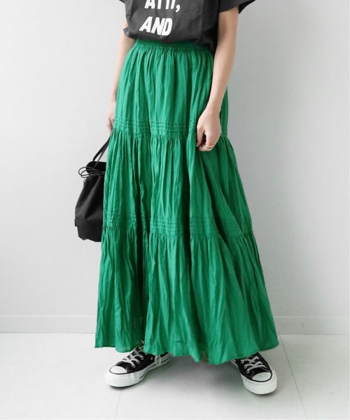 JOURNAL STANDARD relume(ジャーナルスタンダード レリューム)の「《WEB限定追加2》コットンボイルクリンクルティアードスカート(スカート・レディース・ブラック/グリーン系その他・36/38)」の15枚目の写真