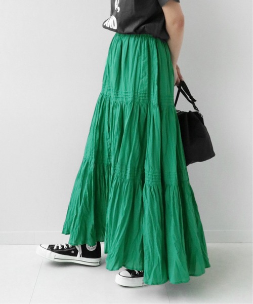 JOURNAL STANDARD relume(ジャーナルスタンダード レリューム)の「《WEB限定追加2》コットンボイルクリンクルティアードスカート(スカート・レディース・ブラック/グリーン系その他・36/38)」の16枚目の写真