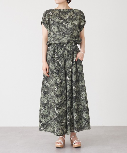 BEARDSLEY（ビアズリー）の「ぽっちゃりな方にも通気性が良くて◎ フラワープリントパンツ（その他パンツ・レディース・カーキ/アイボリー・FREE）」の12枚目の写真