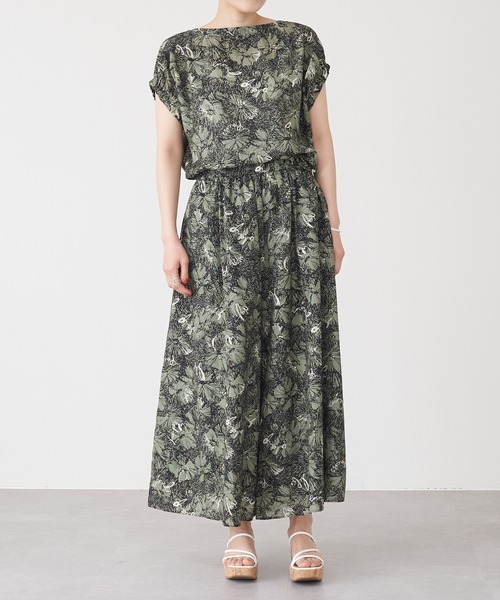 BEARDSLEY（ビアズリー）の「ぽっちゃりな方にも通気性が良くて◎ フラワープリントパンツ（その他パンツ・レディース・カーキ/アイボリー・FREE）」の14枚目の写真