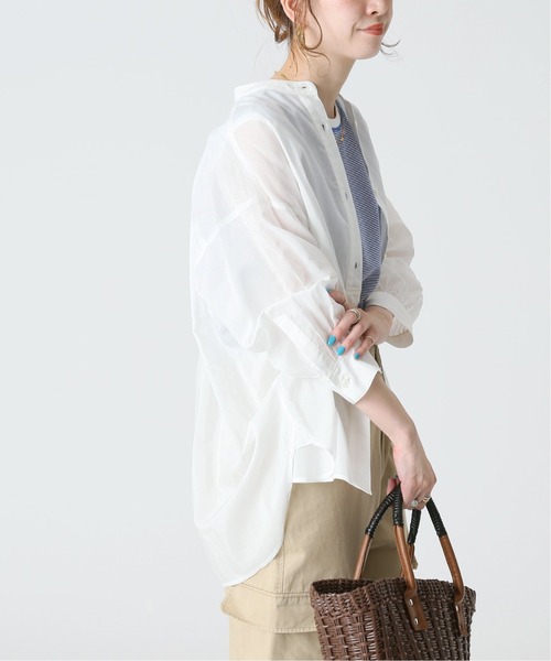 B.C STOCK(ベーセーストック)の「C/Rシアーワイドシャツ(シャツ/ブラウス・レディース・ホワイト/サックスブルー/グリーン/ブルー系その他・FREE)」の8枚目の写真