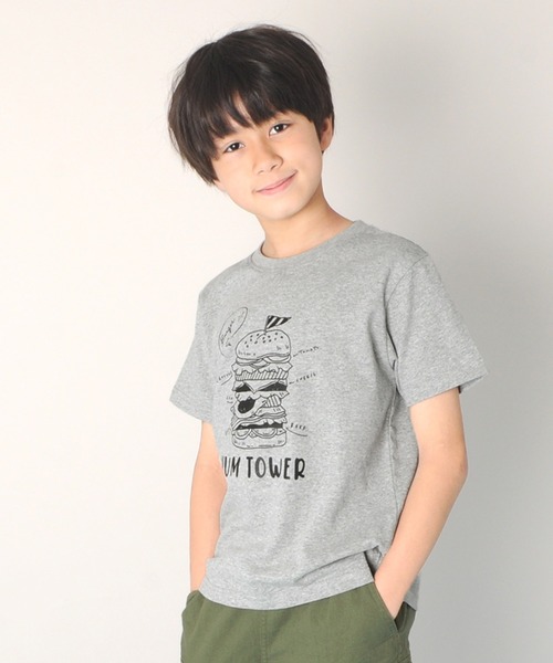 GLAZOS（グラソス）の「天竺・プリント半袖Ｔシャツ（Tシャツ/カットソー・キッズ・エメラルド/アイボリー/キナリ/ライトグレー/ベージュ/ライトブルー/チャコールグレー/ベージュ系その他/ネイビー/ピンク系その他/ホワイト/ピンク/グレー/パープル/ブラック/ライトグリーン・100cm/140cm/130cm/110cm/120cm）」の6枚目の写真