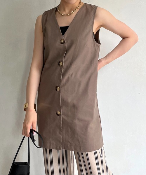 prose verse（プロズヴェール）の「コットンリネンベスト（ベスト・レディース・ブラウン/ベージュ・ﾌﾘ-）」の22枚目の写真