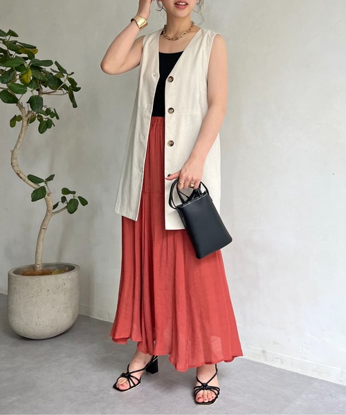 prose verse（プロズヴェール）の「コットンリネンベスト（ベスト・レディース・ブラウン/ベージュ・ﾌﾘ-）」の15枚目の写真