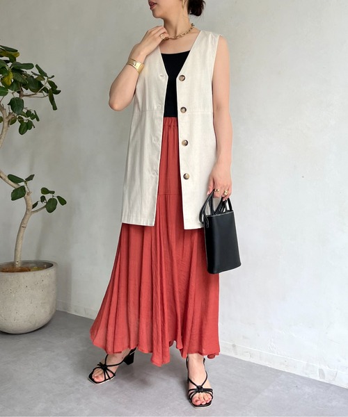 prose verse（プロズヴェール）の「コットンリネンベスト（ベスト・レディース・ブラウン/ベージュ・ﾌﾘ-）」の18枚目の写真