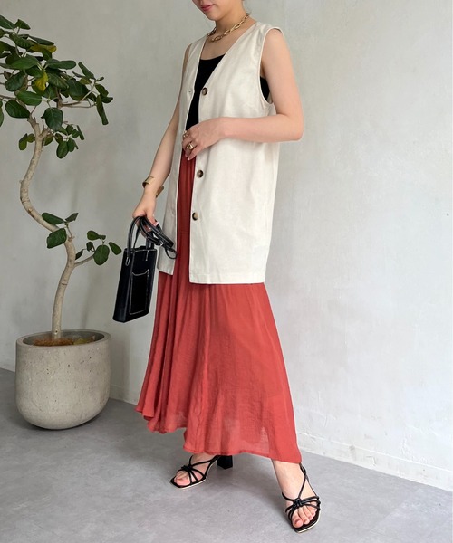 prose verse（プロズヴェール）の「コットンリネンベスト（ベスト・レディース・ブラウン/ベージュ・ﾌﾘ-）」の12枚目の写真