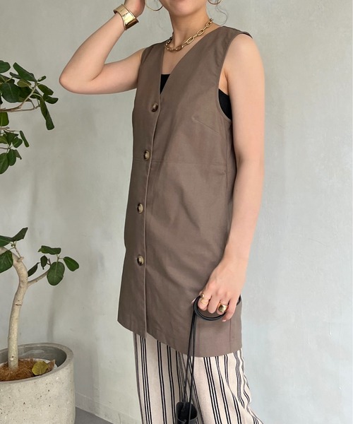 prose verse（プロズヴェール）の「コットンリネンベスト（ベスト・レディース・ブラウン/ベージュ・ﾌﾘ-）」の10枚目の写真