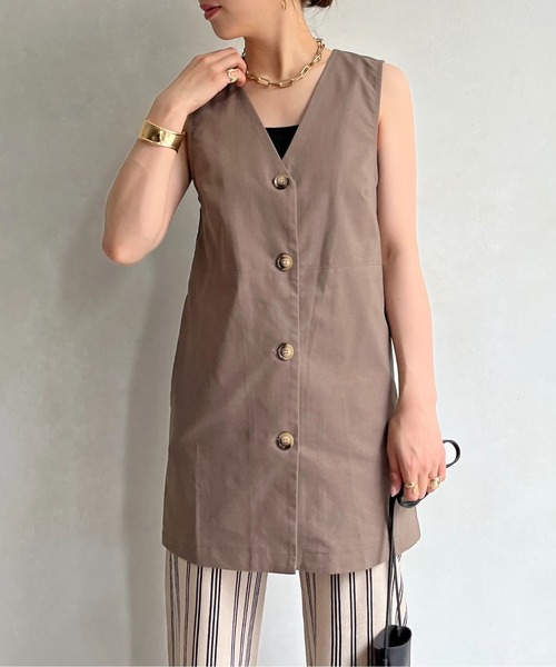prose verse（プロズヴェール）の「コットンリネンベスト（ベスト・レディース・ブラウン/ベージュ・ﾌﾘ-）」の19枚目の写真