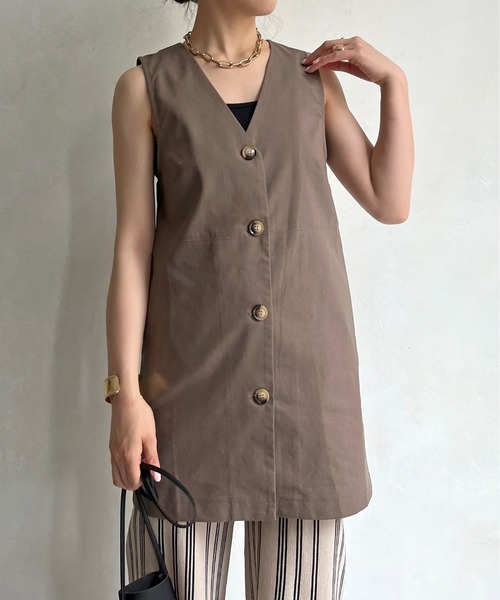 prose verse（プロズヴェール）の「コットンリネンベスト（ベスト・レディース・ブラウン/ベージュ・ﾌﾘ-）」の13枚目の写真