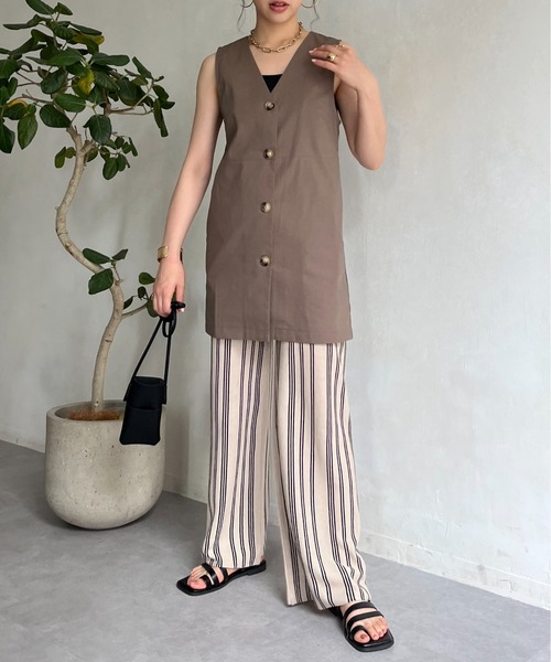 prose verse（プロズヴェール）の「コットンリネンベスト（ベスト・レディース・ブラウン/ベージュ・ﾌﾘ-）」の11枚目の写真