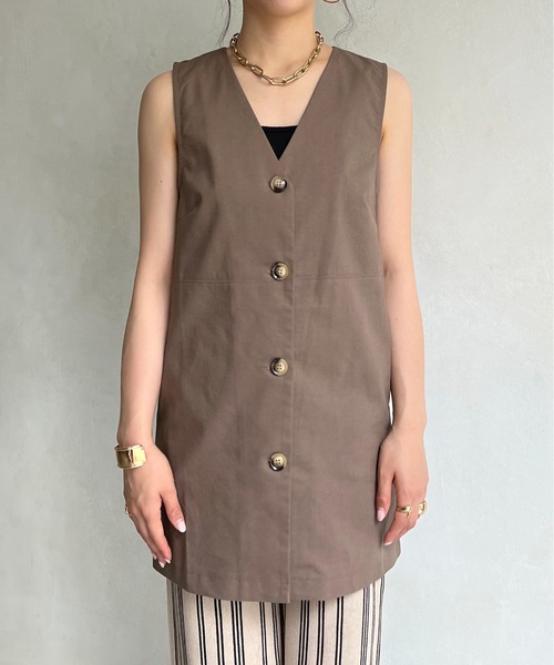 prose verse（プロズヴェール）の「コットンリネンベスト（ベスト・レディース・ブラウン/ベージュ・ﾌﾘ-）」の8枚目の写真