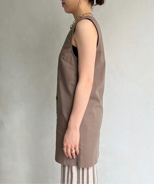 prose verse（プロズヴェール）の「コットンリネンベスト（ベスト・レディース・ブラウン/ベージュ・ﾌﾘ-）」の5枚目の写真