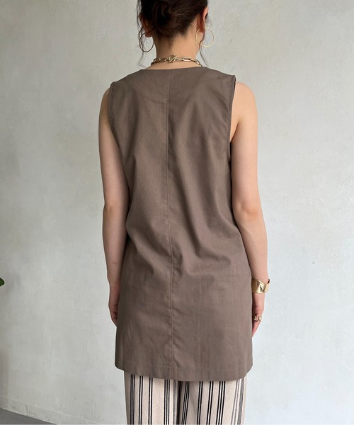 prose verse（プロズヴェール）の「コットンリネンベスト（ベスト・レディース・ブラウン/ベージュ・ﾌﾘ-）」の17枚目の写真