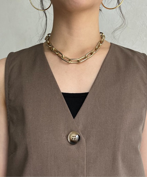 prose verse（プロズヴェール）の「コットンリネンベスト（ベスト・レディース・ブラウン/ベージュ・ﾌﾘ-）」の20枚目の写真