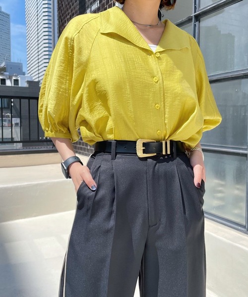PAGEBOY（ページボーイ）の「BIGカラーブラウス（シャツ/ブラウス・レディース・ブラック/オフホワイト/イエロー系その他/グレイッシュベージュ・FREE）」の15枚目の写真