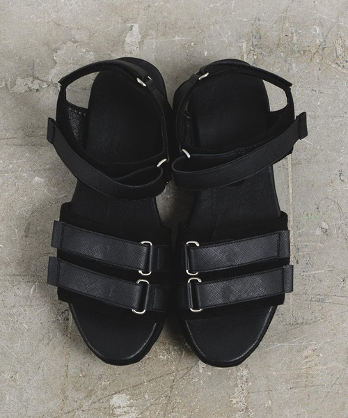 INTER FACTORY（インターファクトリー）の「ファッションインフルエンサー DAISUKE - ハイソールレザーベルトサンダル made in INTER FACTORY（サンダル・メンズ・ブラック・SMALL/MEDIUM/LARGE）」の3枚目の写真
