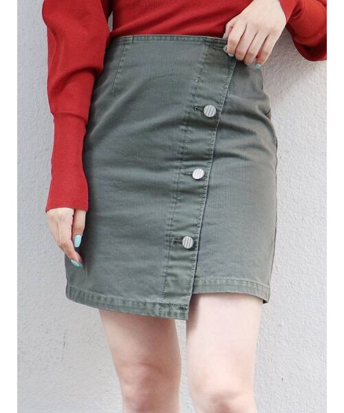 MURUA（ムルーア）の「アシメラップミニスカート【セットアップ着用可】（スカート・レディース・ブラック/カーキ/ブラウン・1/2）」の12枚目の写真