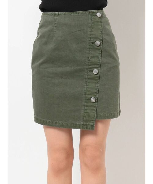 MURUA（ムルーア）の「アシメラップミニスカート【セットアップ着用可】（スカート・レディース・ブラック/カーキ/ブラウン・1/2）」の4枚目の写真