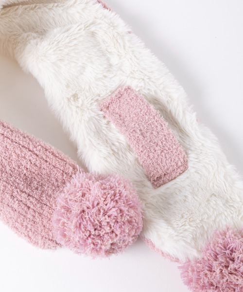 KP DECO（ケーピーデコ）の「リボンとポンポンのマシュマロ糸風ニットマフラー(S～M)（マフラー・キッズ・ピンク/オフホワイト・SMALL/MEDIUM）」の12枚目の写真
