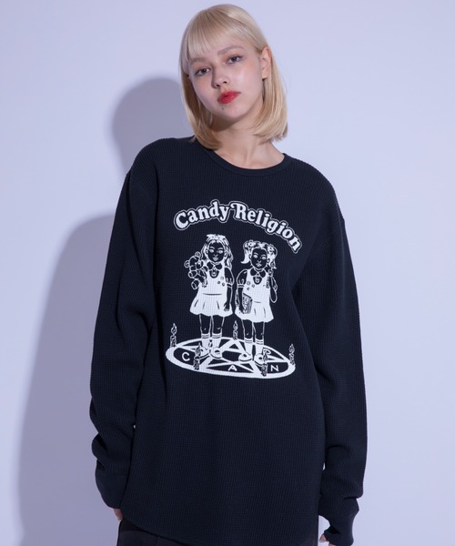 福袋 売れ残り CANDY グラフィック ブラック 長袖カットソー トップス