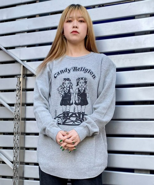 Candy Stripper(キャンディストリッパー)の「CANDY RELIGION WAFFLE L/S Tシャツ(Tシャツ/カットソー・レディース・オフホワイト/ブラック/ヘザーグレー・2)」の19枚目の写真