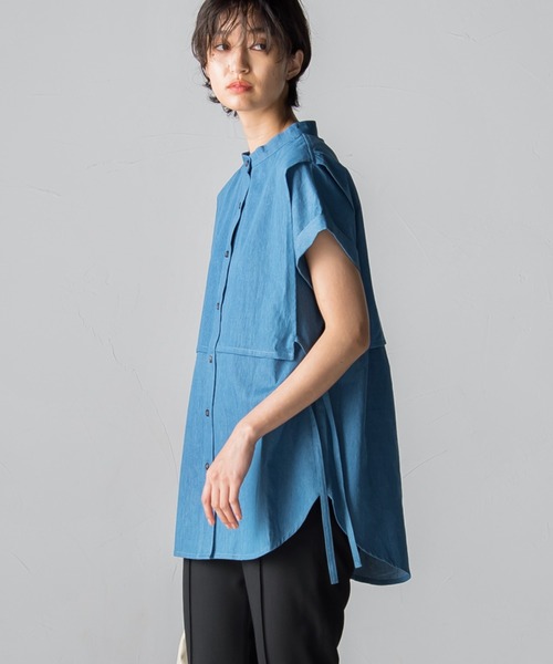 socolla(ソコラ)の「【socolla】デニムレイヤードバンドカラーシャツ(シャツ/ブラウス・レディース・ネイビー/ブルー・M)」の15枚目の写真