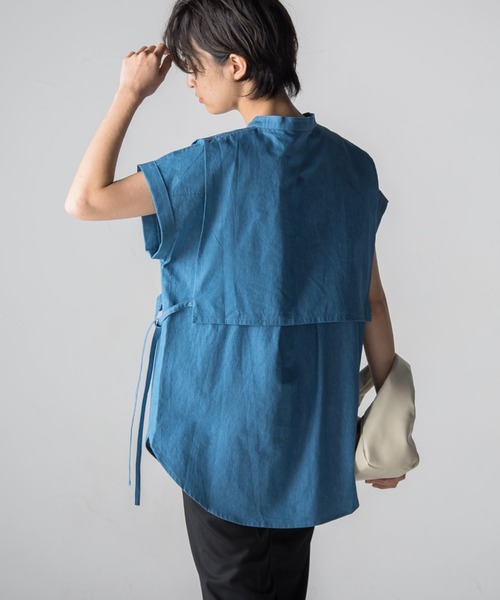 socolla(ソコラ)の「【socolla】デニムレイヤードバンドカラーシャツ(シャツ/ブラウス・レディース・ネイビー/ブルー・M)」の18枚目の写真