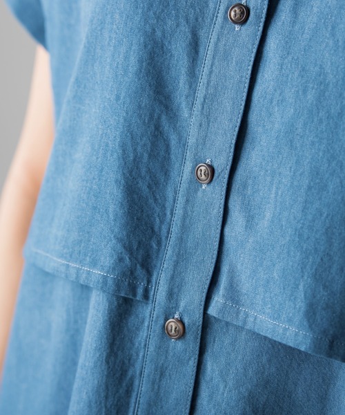 socolla(ソコラ)の「【socolla】デニムレイヤードバンドカラーシャツ(シャツ/ブラウス・レディース・ネイビー/ブルー・M)」の21枚目の写真