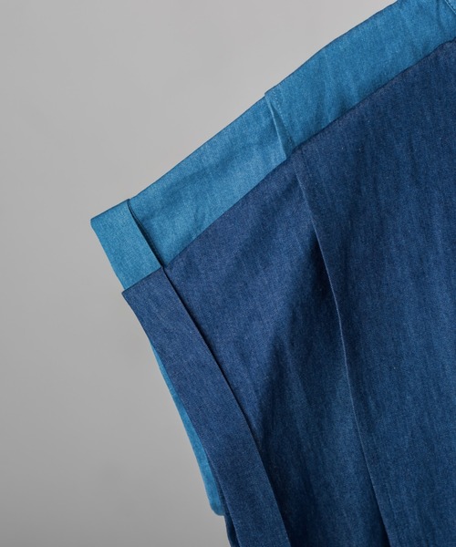 socolla(ソコラ)の「【socolla】デニムレイヤードバンドカラーシャツ(シャツ/ブラウス・レディース・ネイビー/ブルー・M)」の7枚目の写真