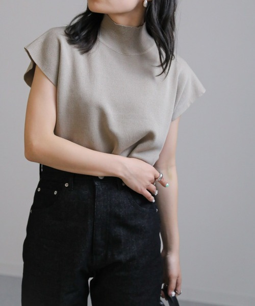 sakishimatokyo（サキシマトーキョー）の「ベーシックハイネックニット / サマーニット（ニット/セーター・レディース・ブラック/ブラウン/カーキ・FREE）」の3枚目の写真