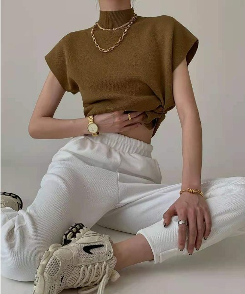 sakishimatokyo（サキシマトーキョー）の「ベーシックハイネックニット / サマーニット（ニット/セーター・レディース・ブラック/ブラウン/カーキ・FREE）」の5枚目の写真