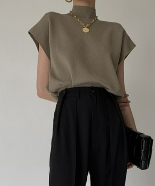 sakishimatokyo（サキシマトーキョー）の「ベーシックハイネックニット / サマーニット（ニット/セーター・レディース・ブラック/ブラウン/カーキ・FREE）」の6枚目の写真