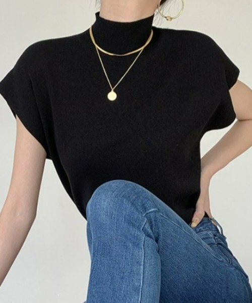 sakishimatokyo（サキシマトーキョー）の「ベーシックハイネックニット / サマーニット（ニット/セーター・レディース・ブラック/ブラウン/カーキ・FREE）」の8枚目の写真