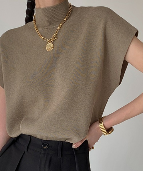 sakishimatokyo（サキシマトーキョー）の「ベーシックハイネックニット / サマーニット（ニット/セーター・レディース・ブラック/ブラウン/カーキ・FREE）」の10枚目の写真