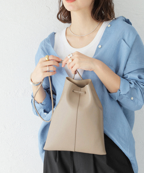 YAHKI（ヤーキ）の「【YAHKI /ヤーキ】SOFT W FACE キンチャクバッグ（トートバッグ・レディース・ブラック/ベージュ/ボルドー・FREE）」の8枚目の写真