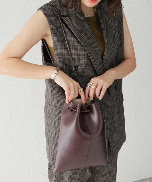 YAHKI（ヤーキ）の「【YAHKI /ヤーキ】SOFT W FACE キンチャクバッグ（トートバッグ・レディース・ブラック/ベージュ/ボルドー・FREE）」の11枚目の写真