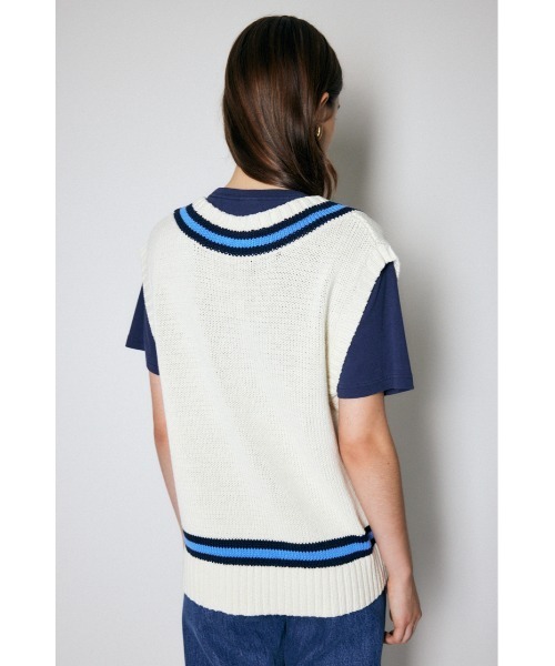 MOUSSY(マウジー)の「VARSITY KNIT ベスト(ベスト・レディース・グリーン/ダークネイビー/アイボリー・FREE)」の6枚目の写真