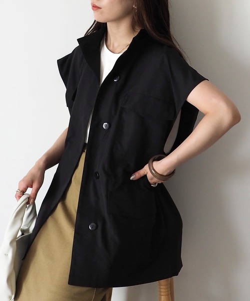 Riberry(リベリー)の「スタンドネック ミリタリーベスト(ベスト・レディース・ブラック/カーキ/ベージュ・FREE)」の8枚目の写真